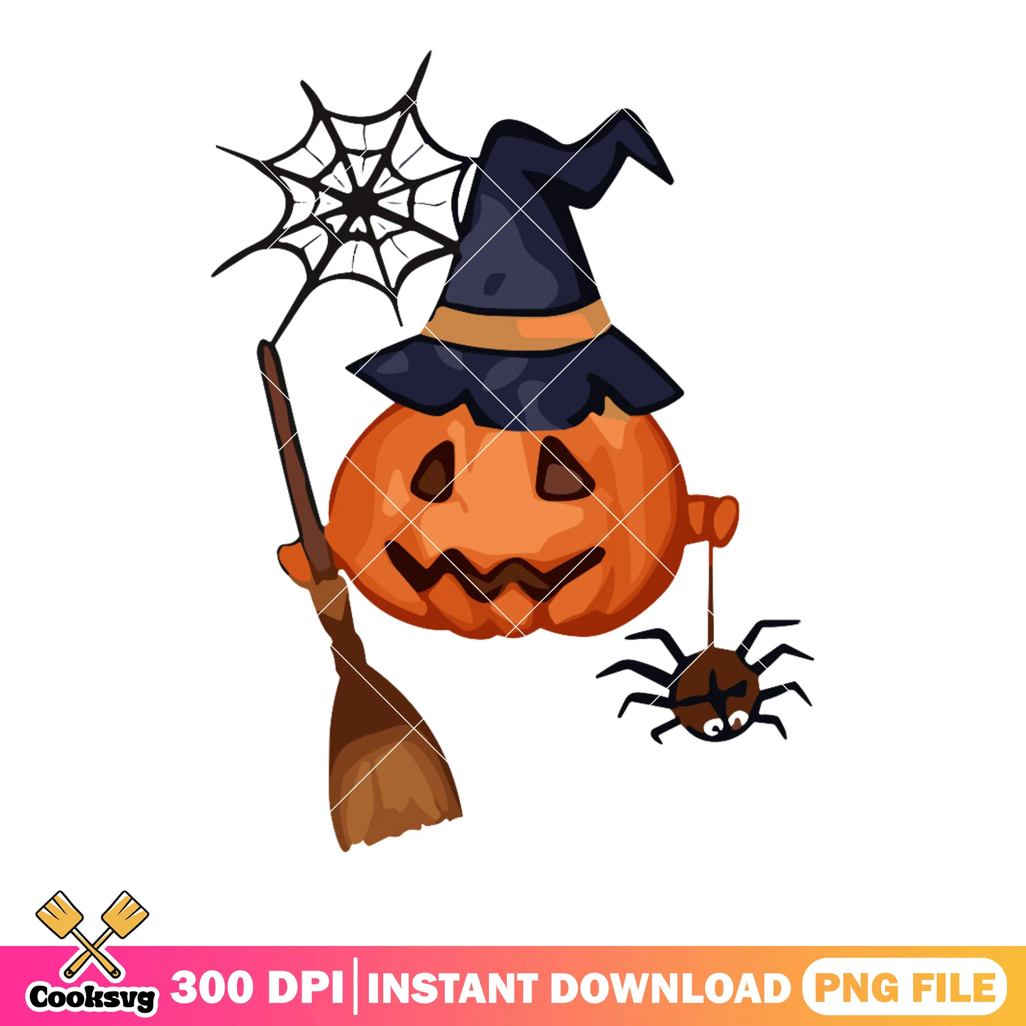 Wicker pumpkin png, scary spider png, halloween night png