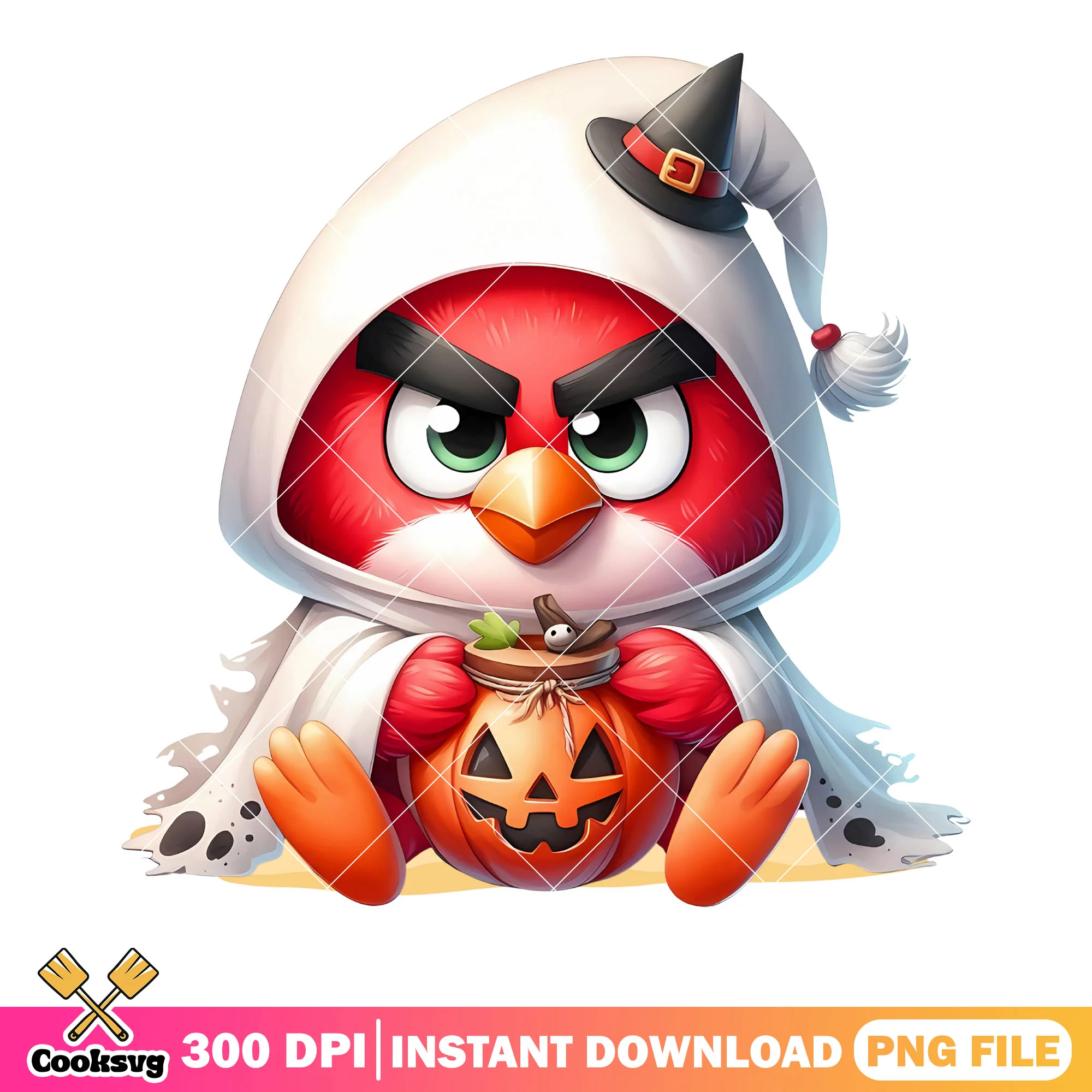 Wicker pumpkin red bird png, Ghost costume png, nintendo halloween png