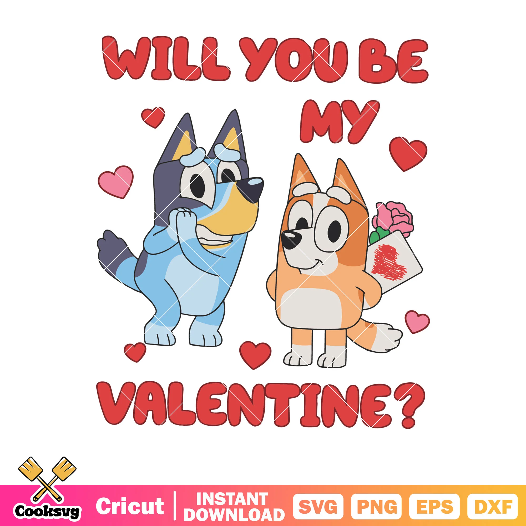 Will you be my valentine svg, bluey valentine gift svg, bluey bingo svg
