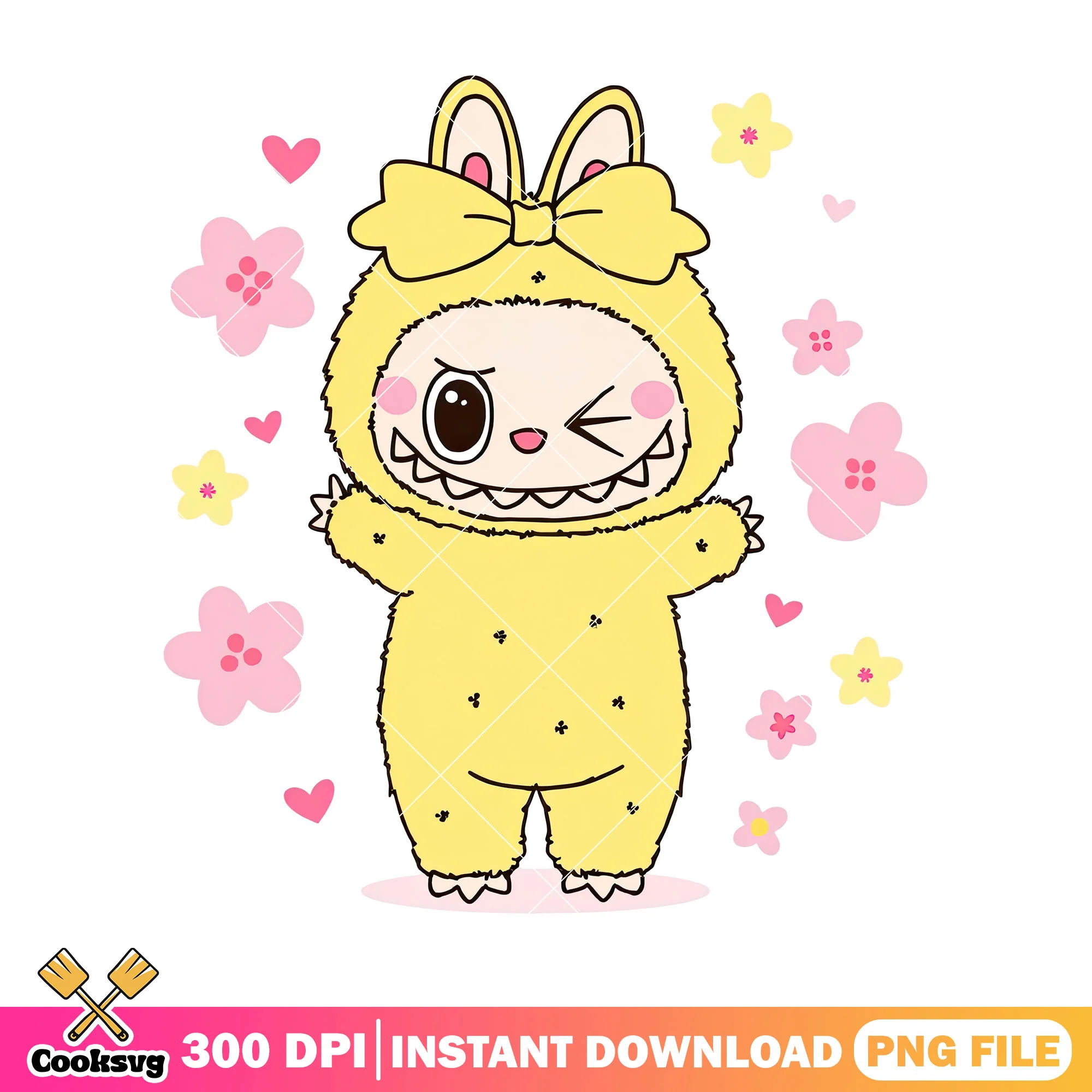 Wink labubu cute png, labubu monster png, labubu pop art png