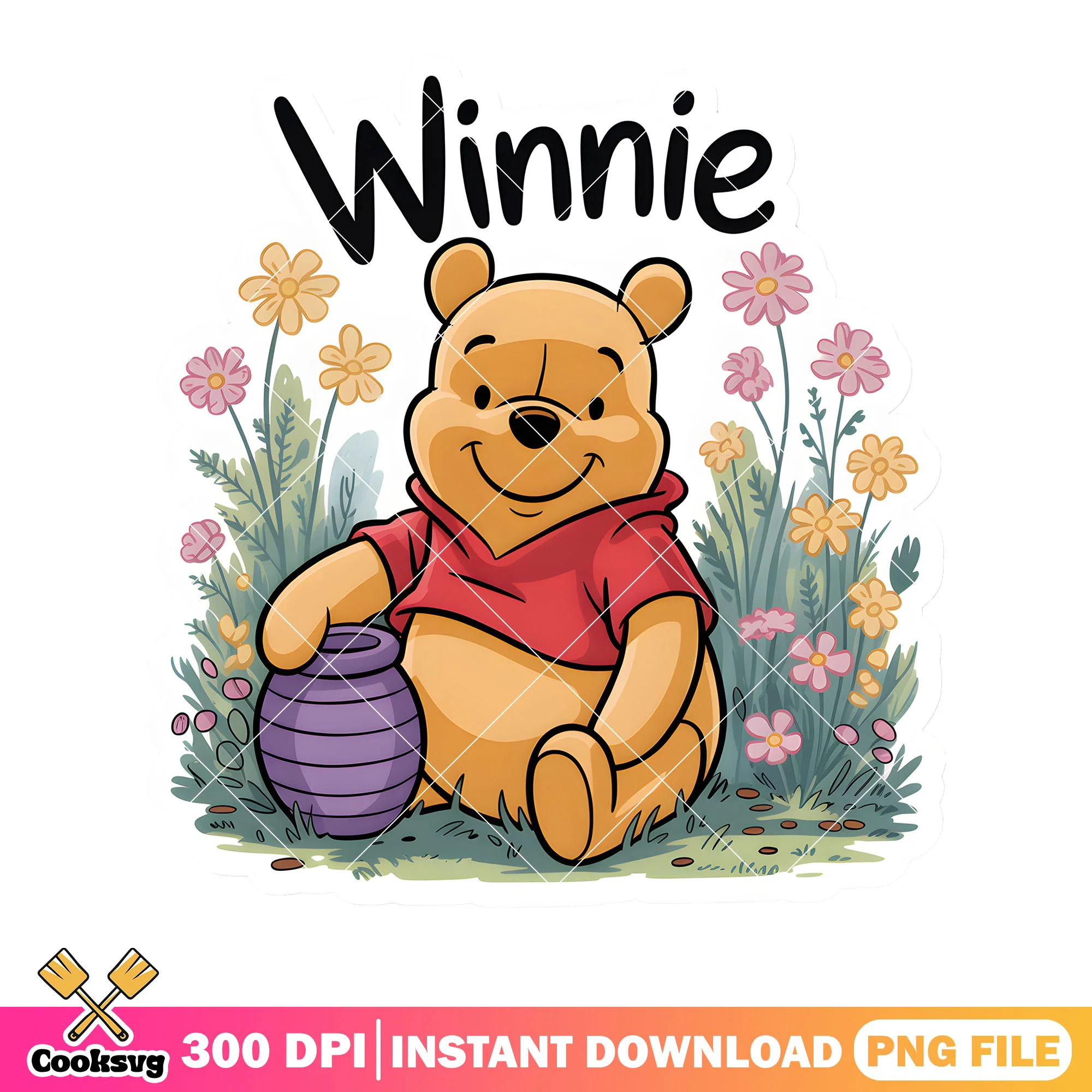 Winnie sticker pooh bear png, vintage pooh png, disney poster png