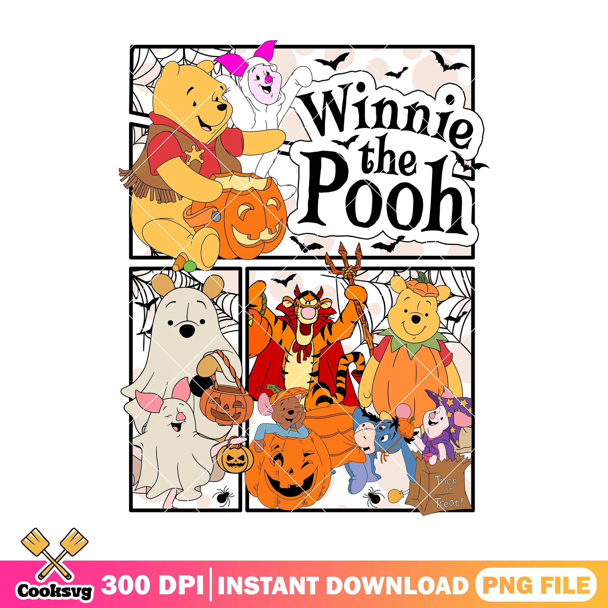Winnie the pooh halloween png, disney bear png, halloween art png