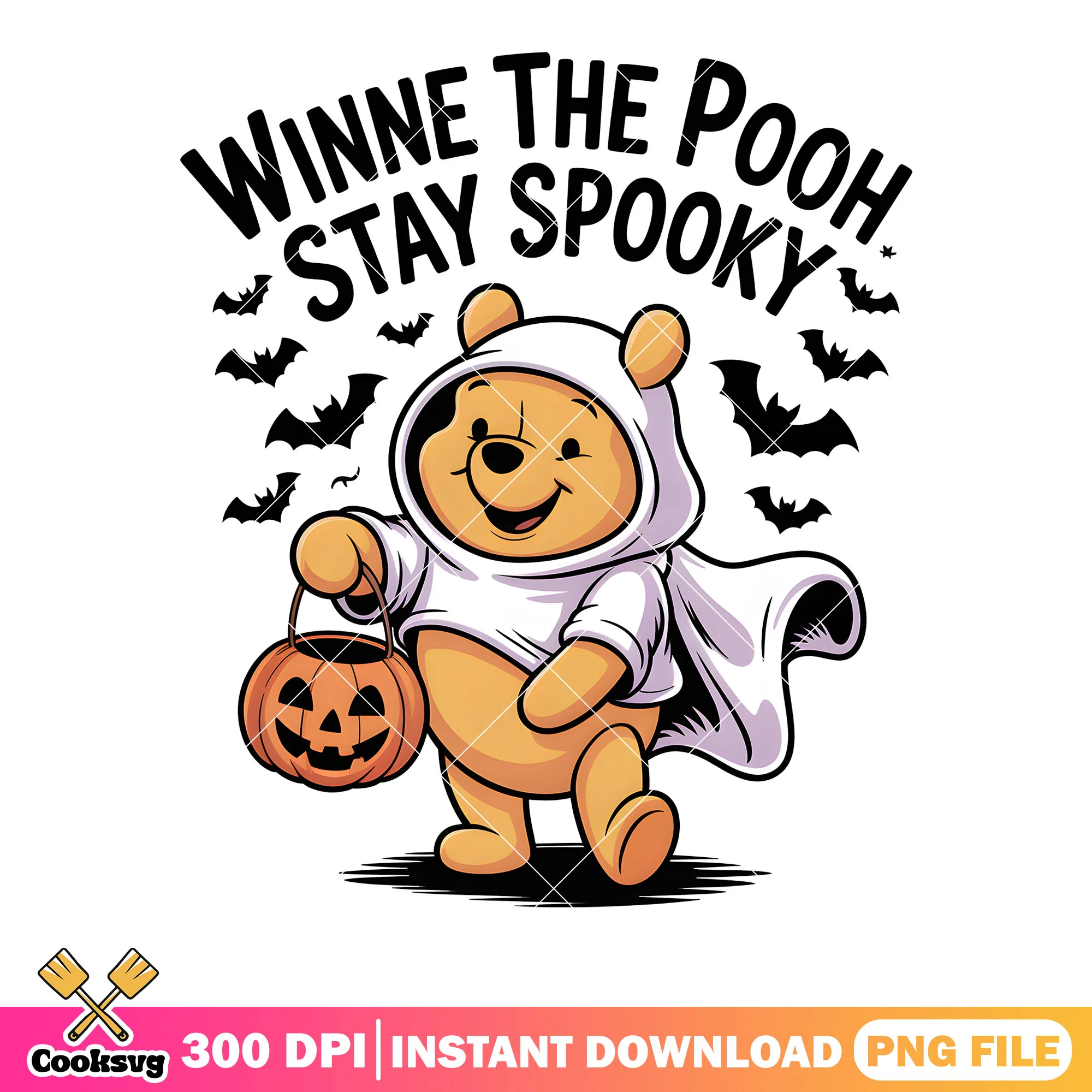 Winnie the pooh stay spooky png, disney halloween png, pooh bear png
