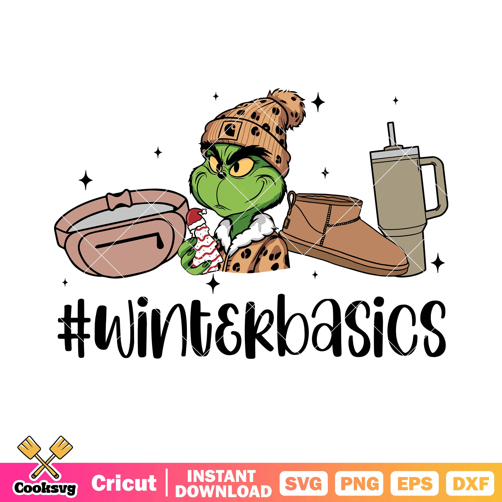 Winter basics blink star svg, thermos cup svg, creppy ginch svg