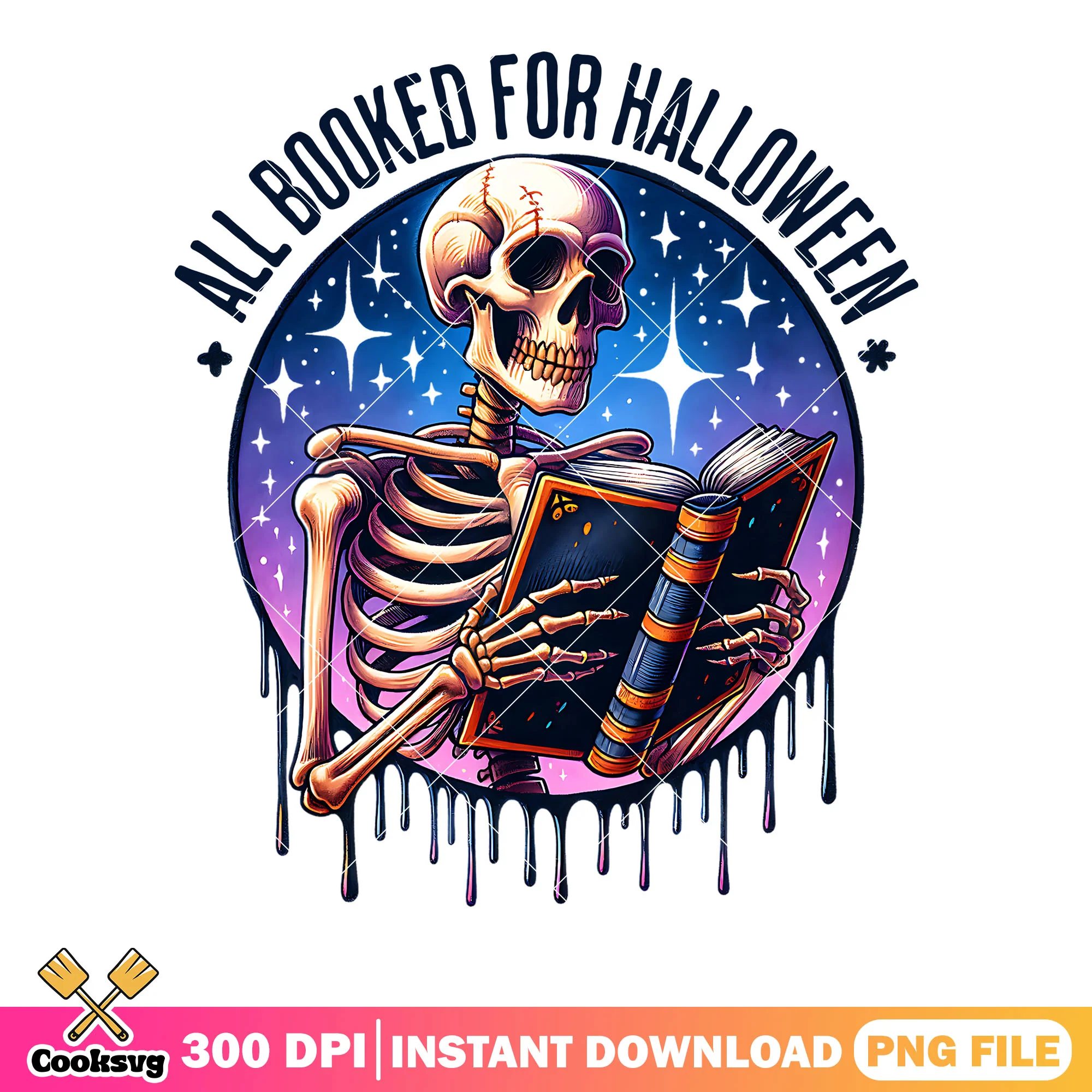 Wise starry night png, skeleton costume png, halloween scary png