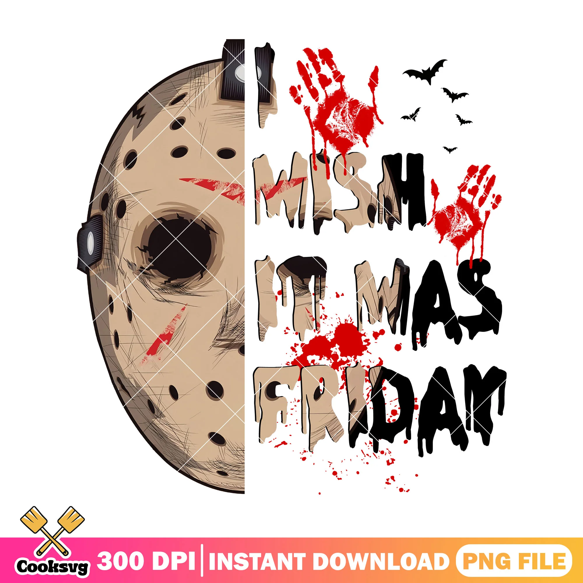 Wish it was friday png, halloween friday png, jason horror png