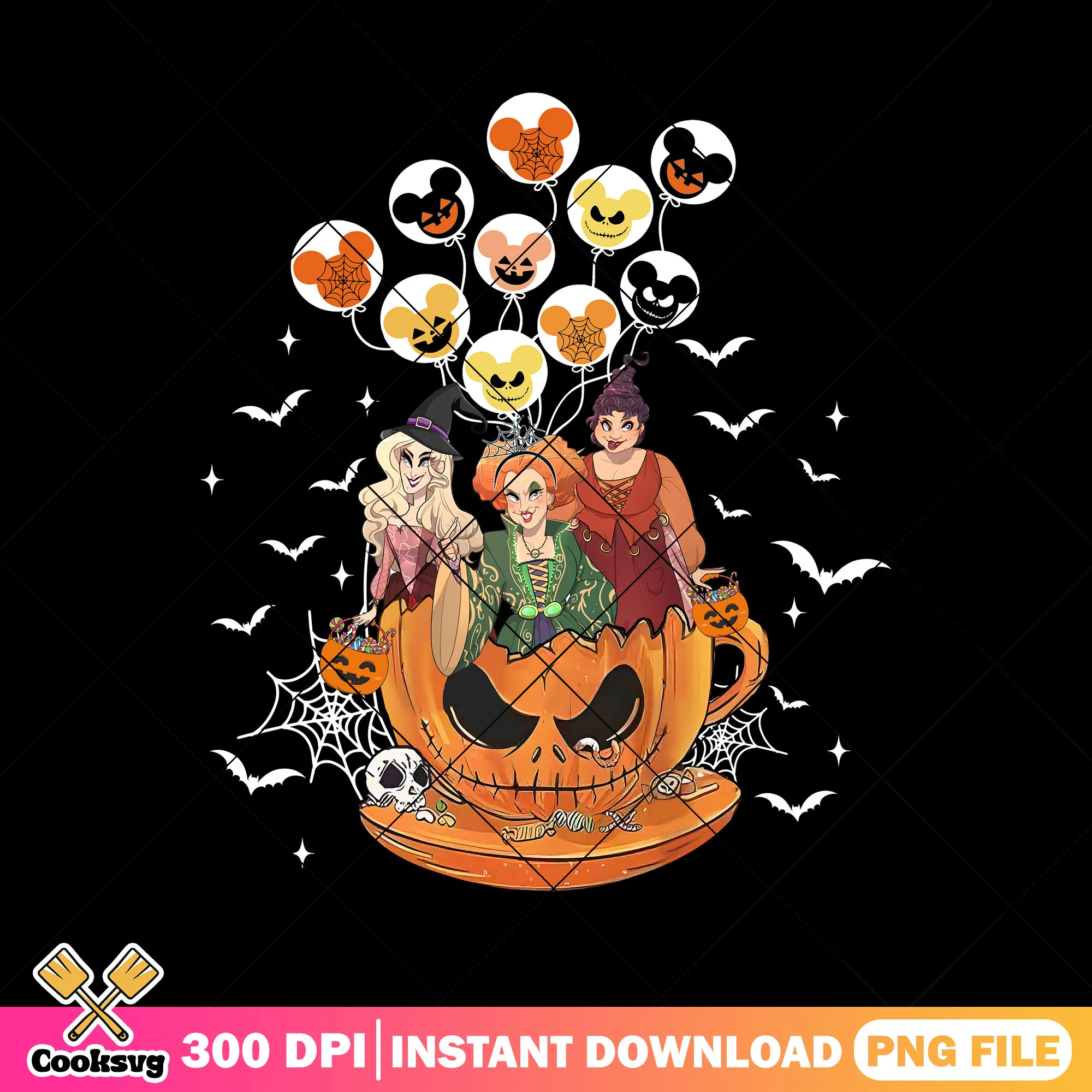 Witch on pumpkin teas png, halloween pumpkin png, hocus pocus witches png