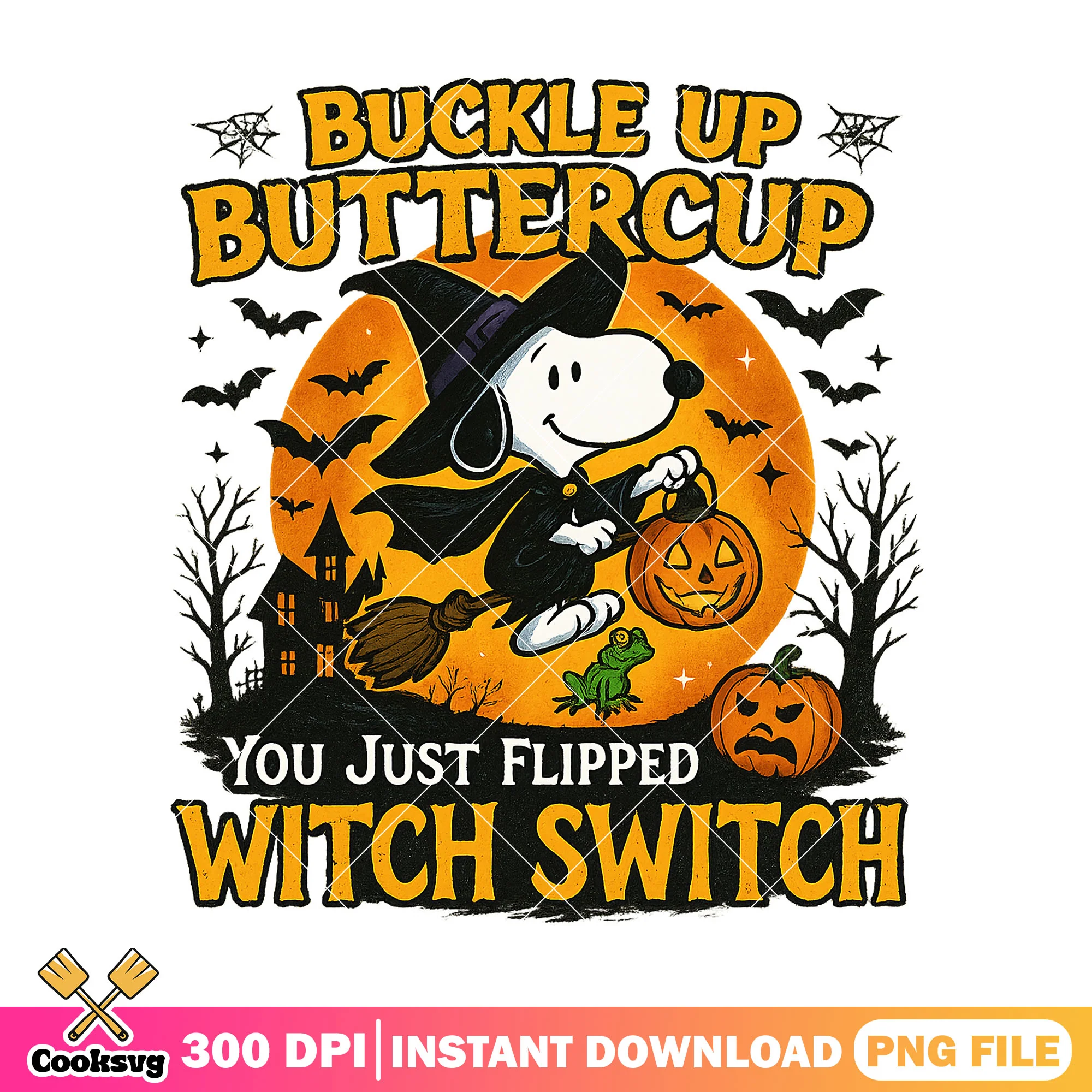 Witch switch snoopy dog png, happy halloween png, snoopy halloween png