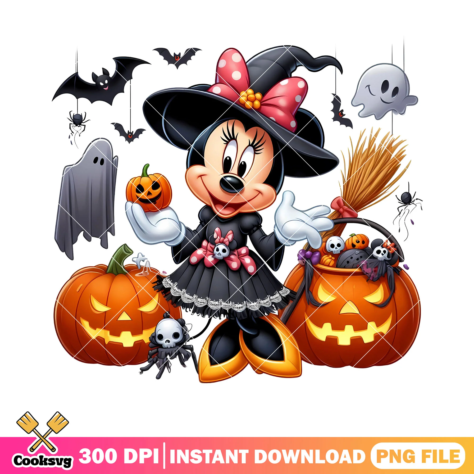 Witches costume png, pumpkin basket png, spooky halloween png