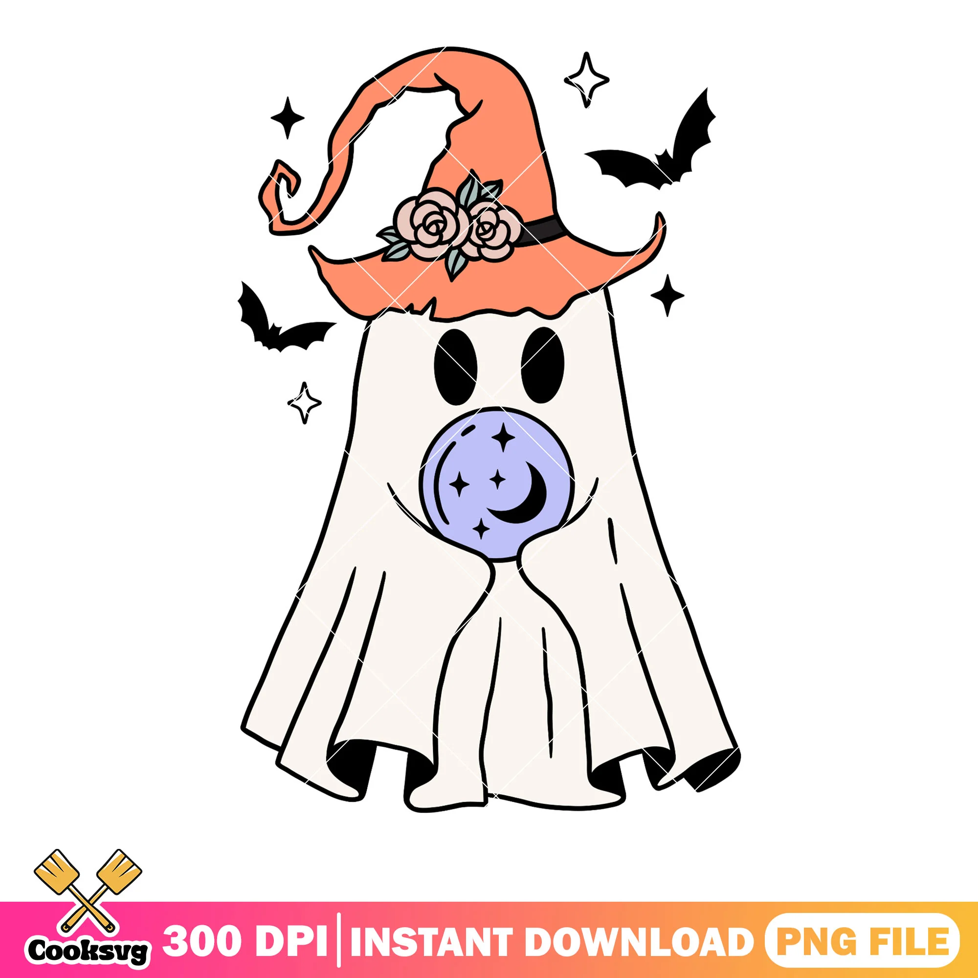 Witches hat ghost png, starry night png, halloween scary png