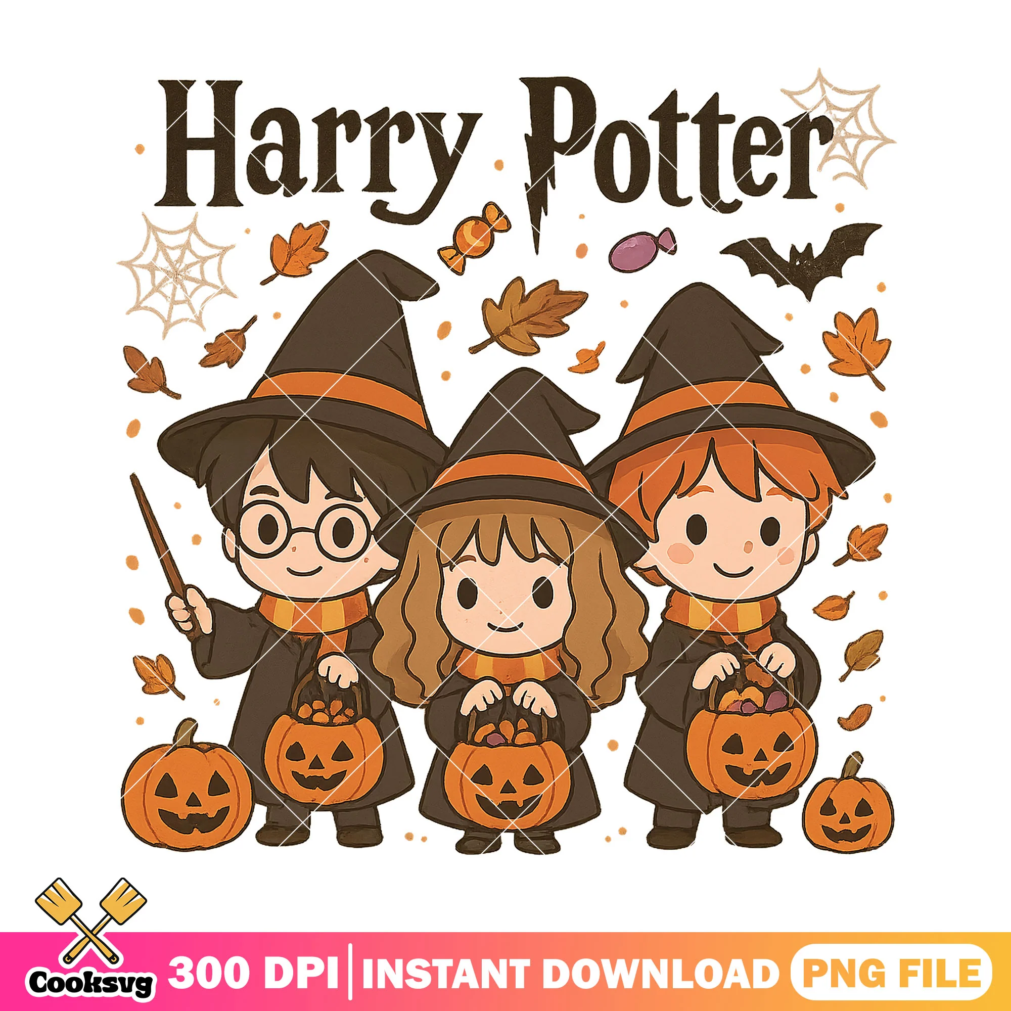 Wizard halloween cute png, harry potter png, love halloween png