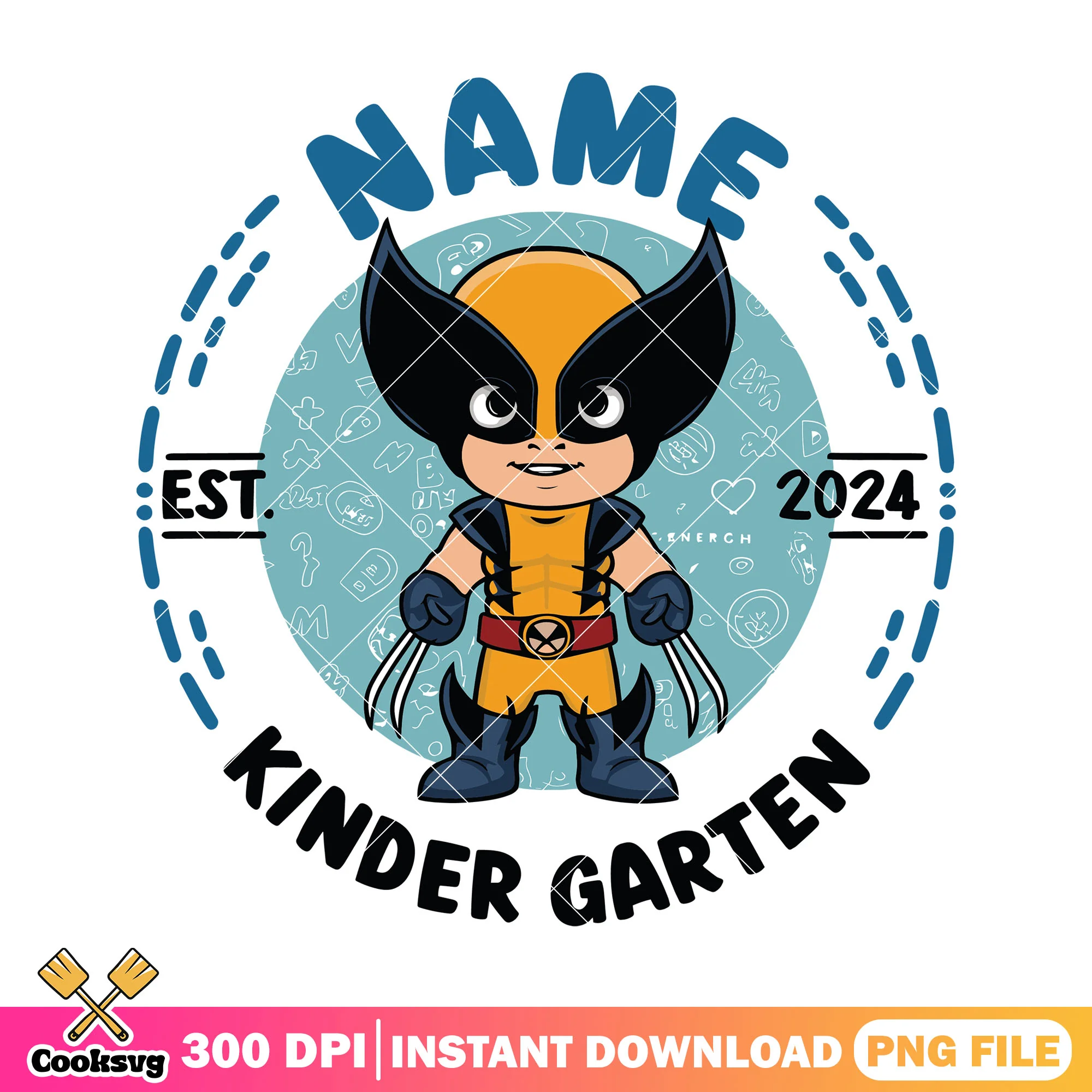 Wolverine kindergarten png, back to school poster png, marvel art png