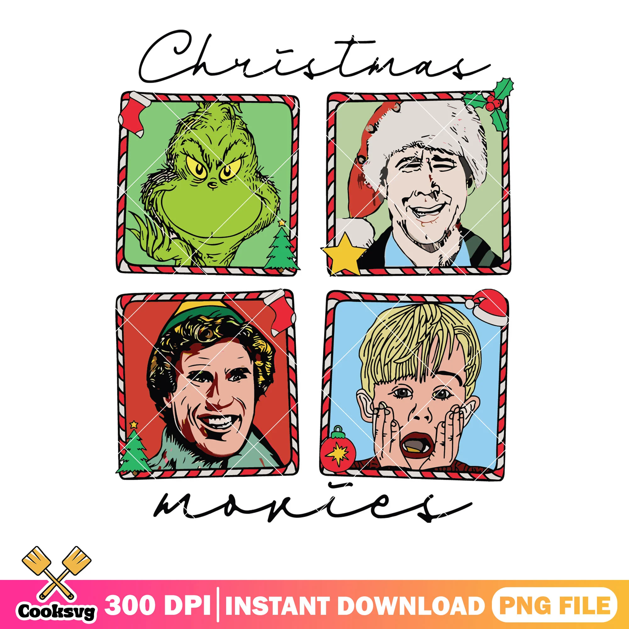 Xmas Grinch and Clark Griswold png, elf png, happy christmas png