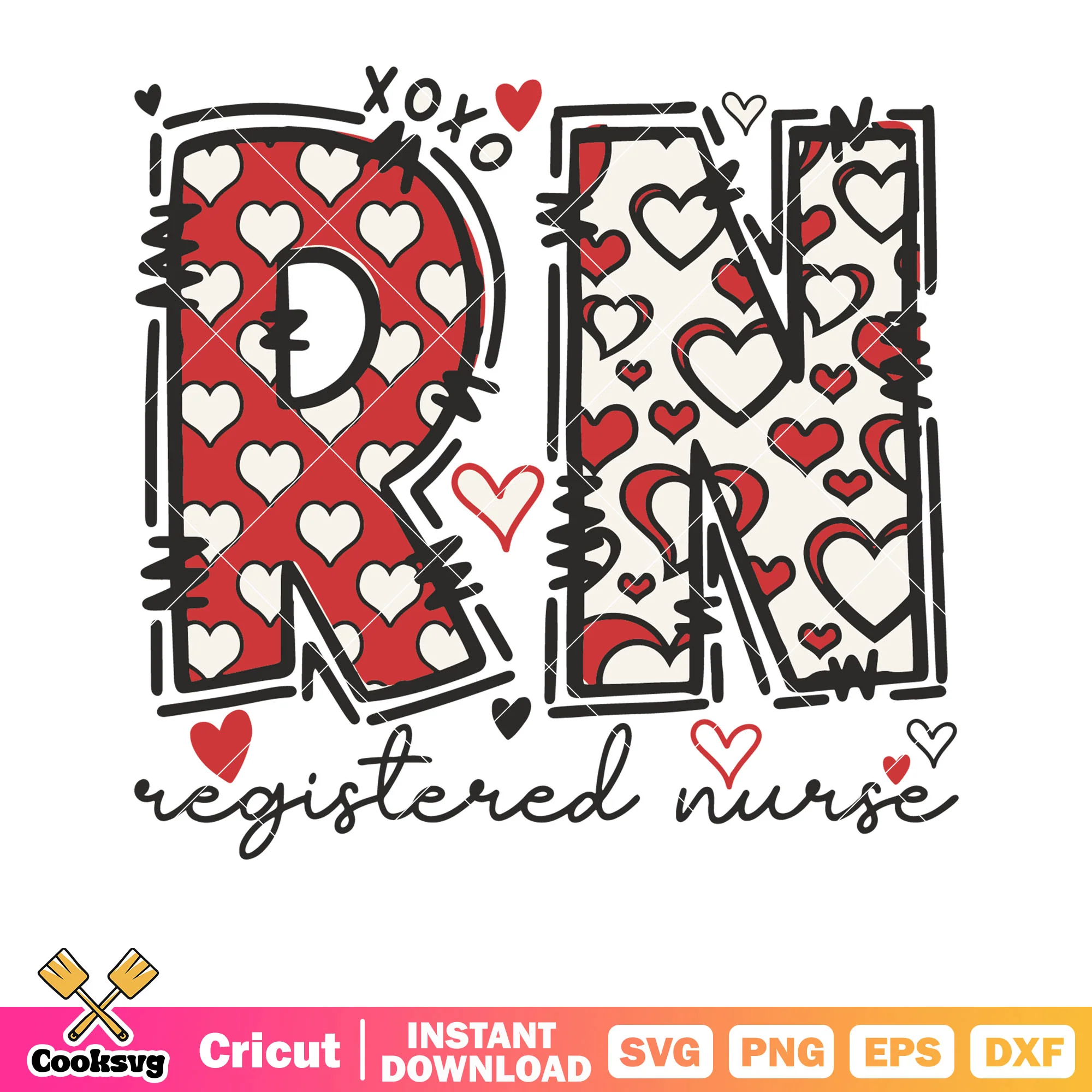 Xoxo registered nurse valentine svg, xoxo valentine svg