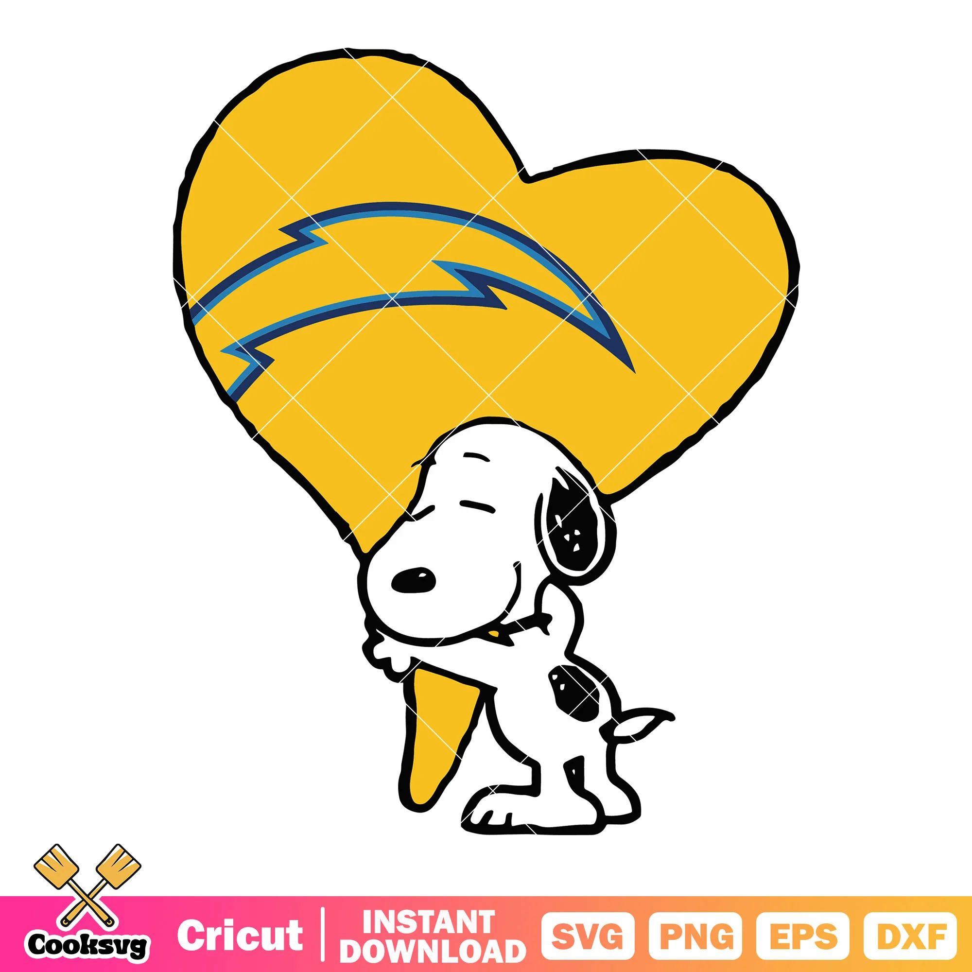 Yellow heart logo nfl logo svg, los angeles chargers svg, snoopy svg