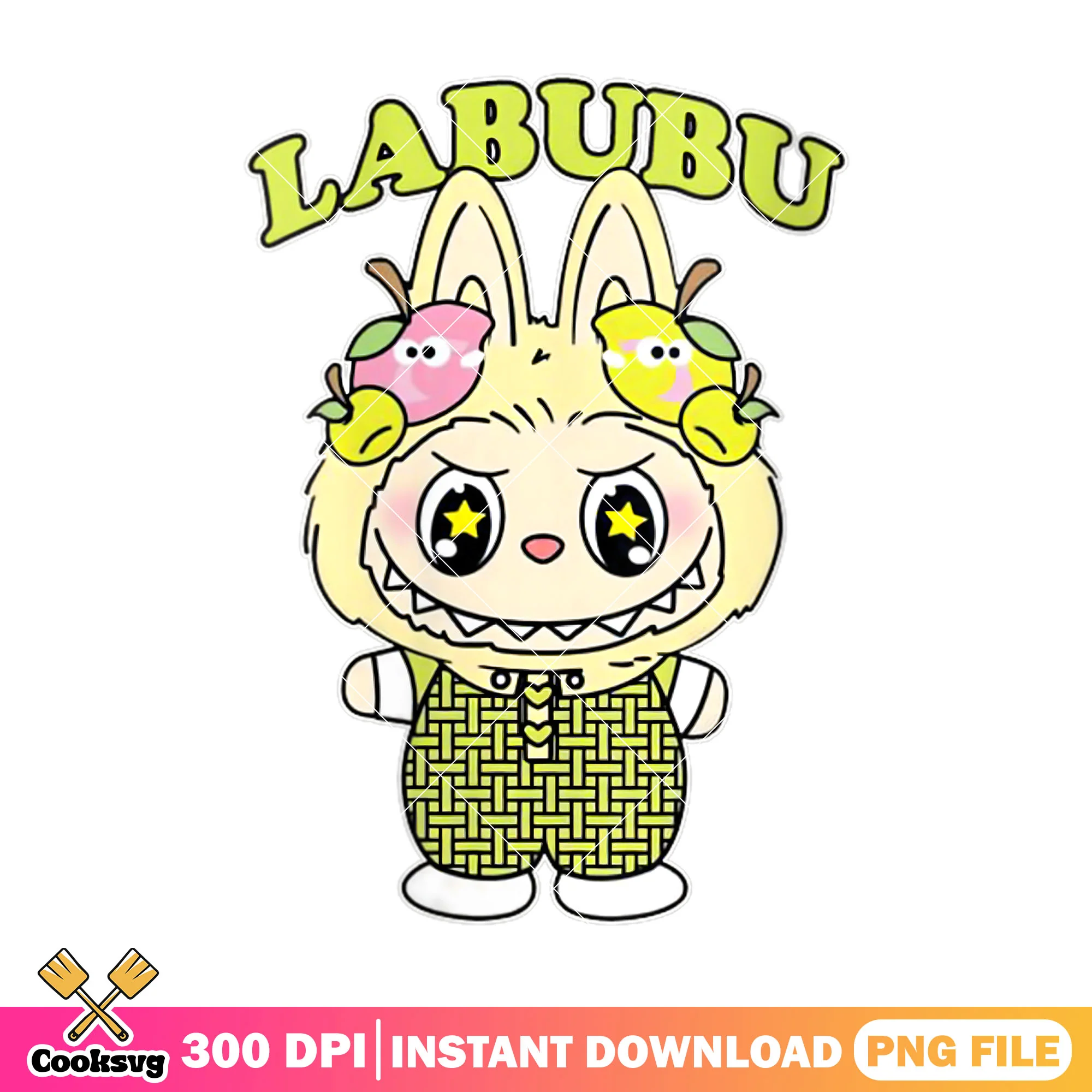 Yellow labubu monster love png, yellow labubu png, love labubu png