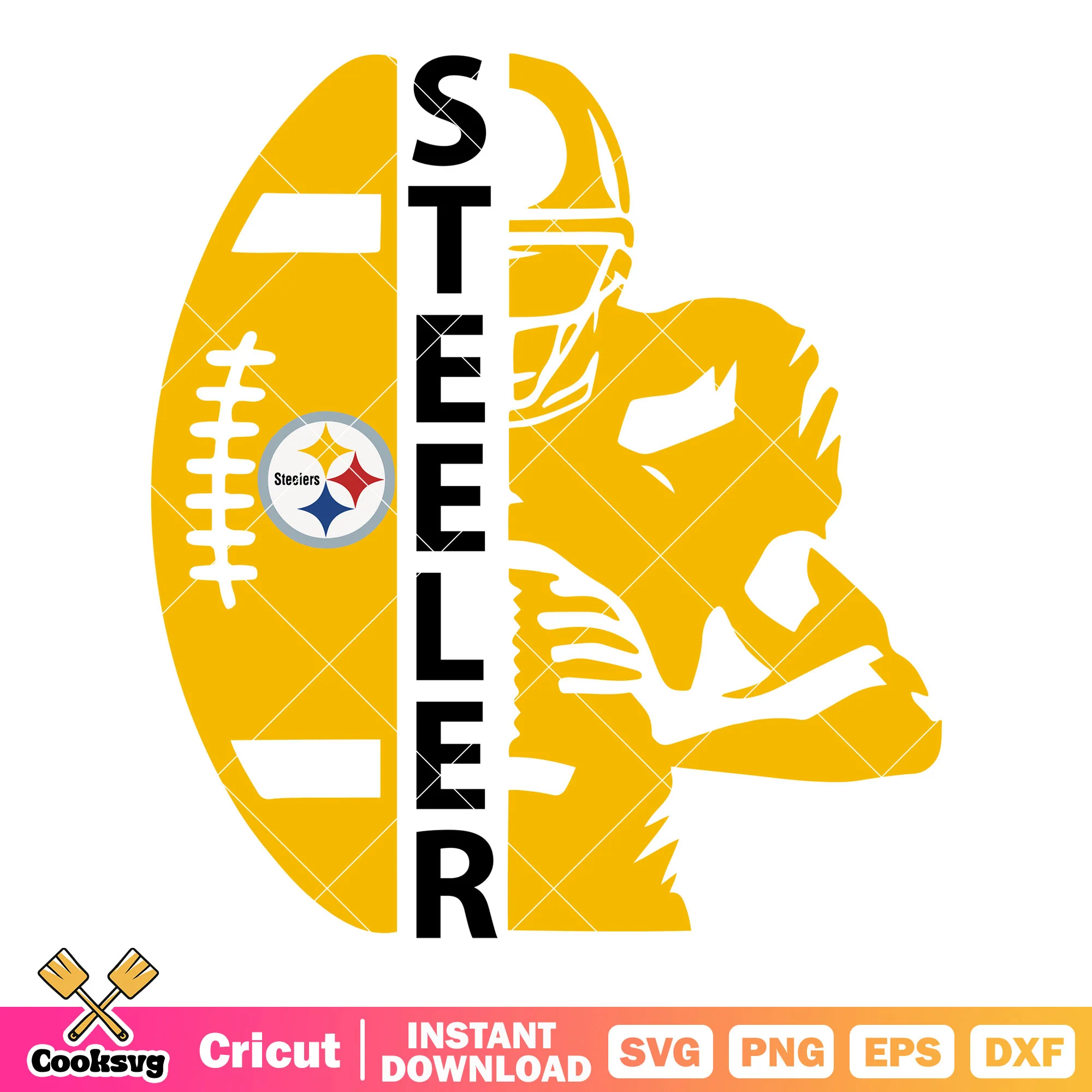Yellow nfl ball svg, america football svg, pittsburgh steelers svg