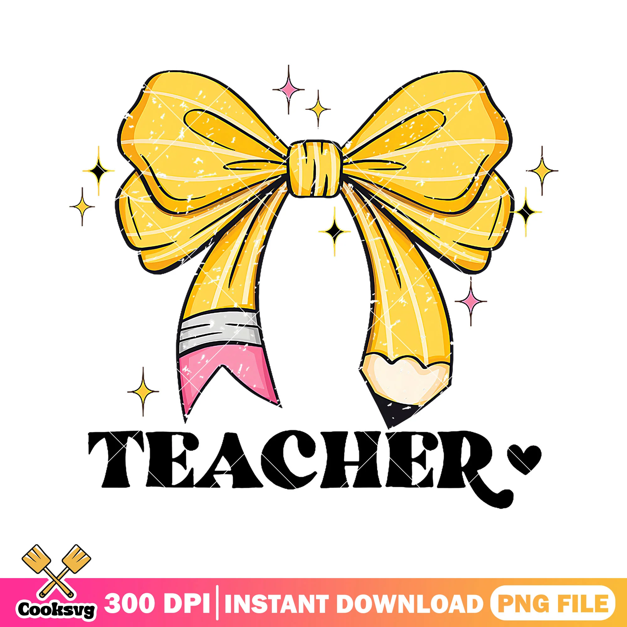 Yellow teacher bow file png, font black png, back to school decor png