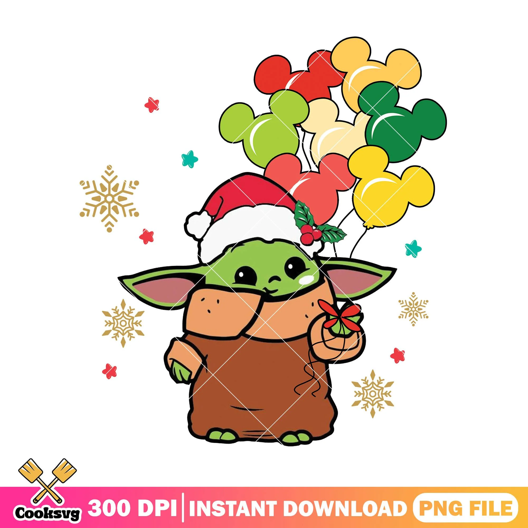Yoda christmas balloons png, christmas gifts png, baby yoda png
