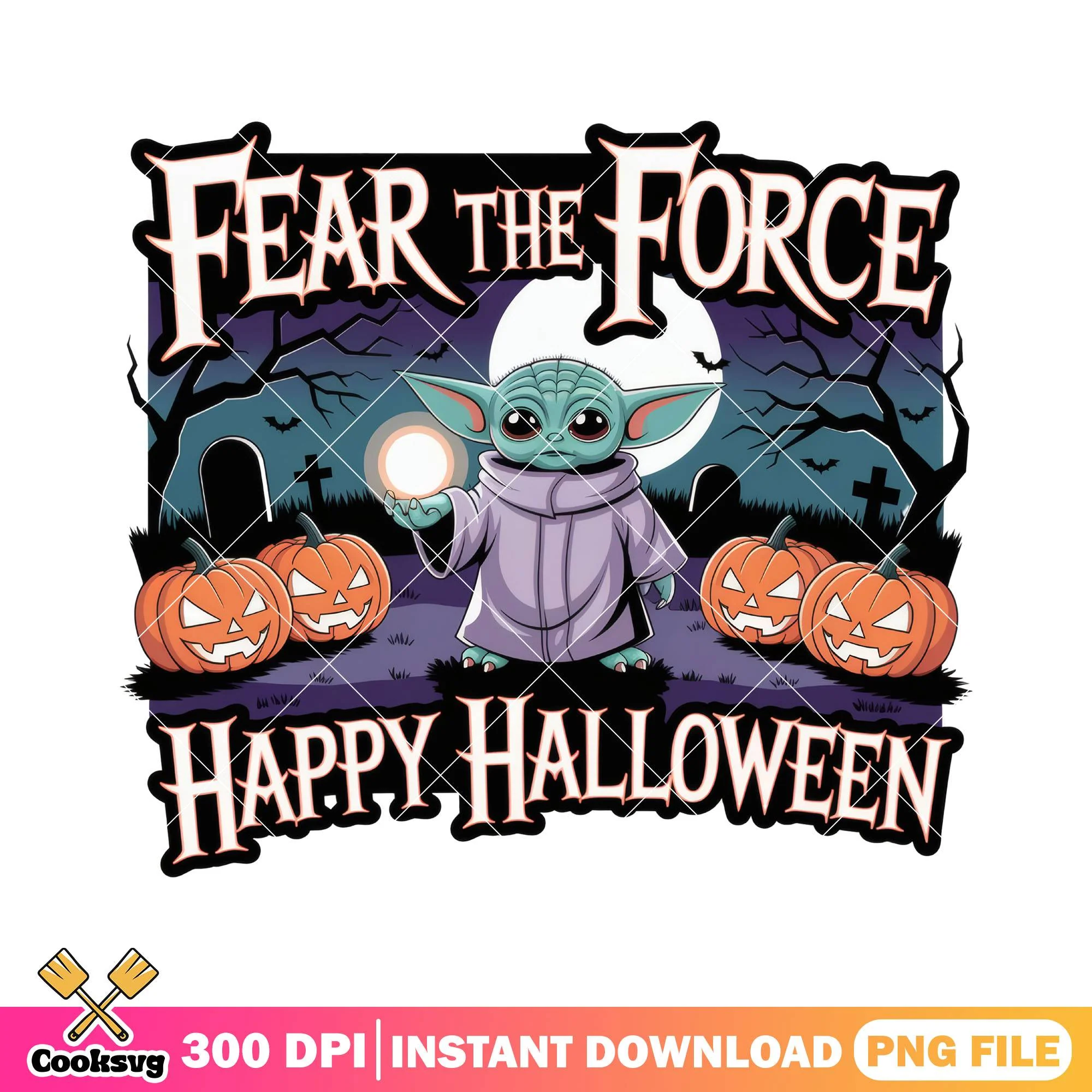 Yoda fear the force png, baby yoda png, halloween movies png