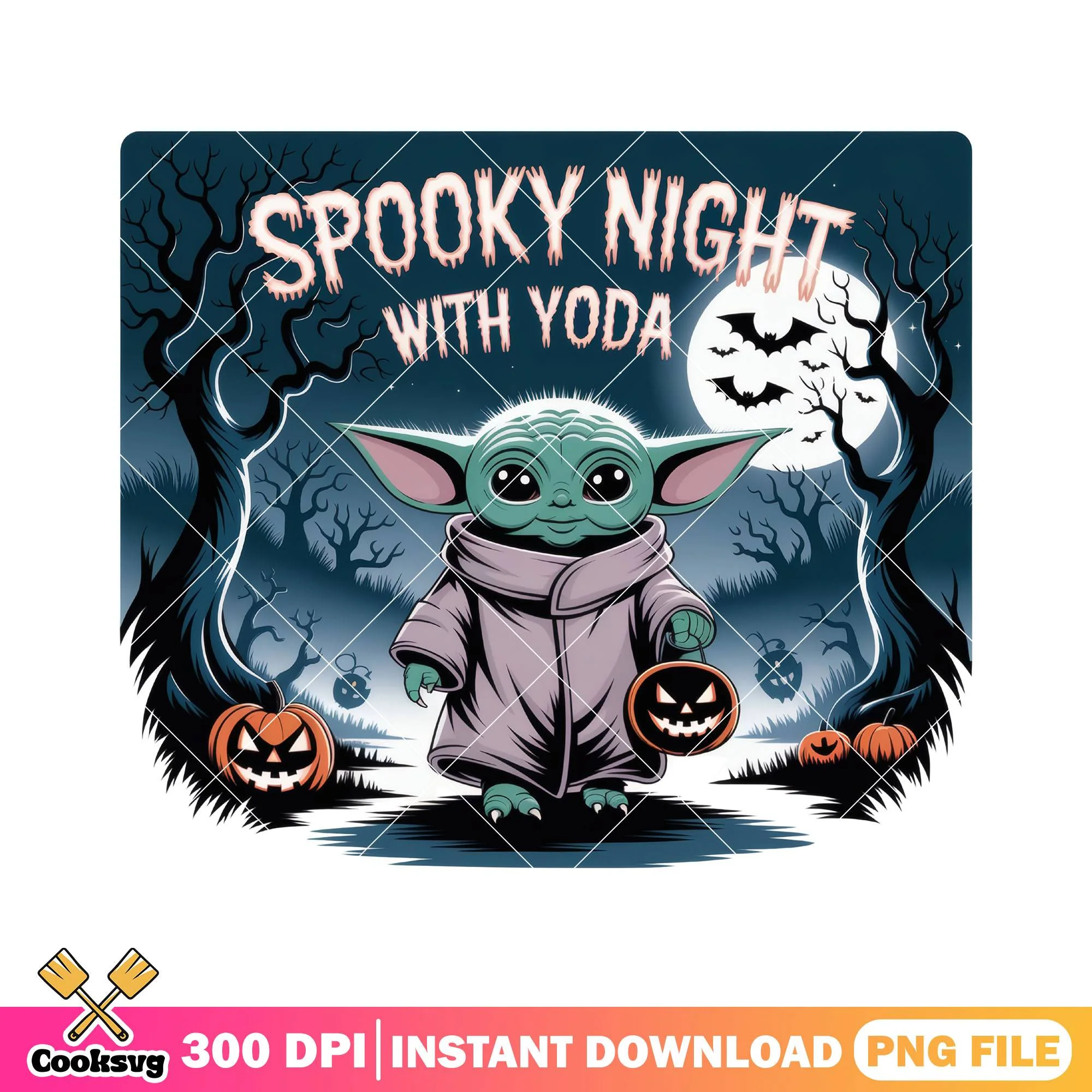 Yoda spooky night png, baby yoda png, halloween costumes png