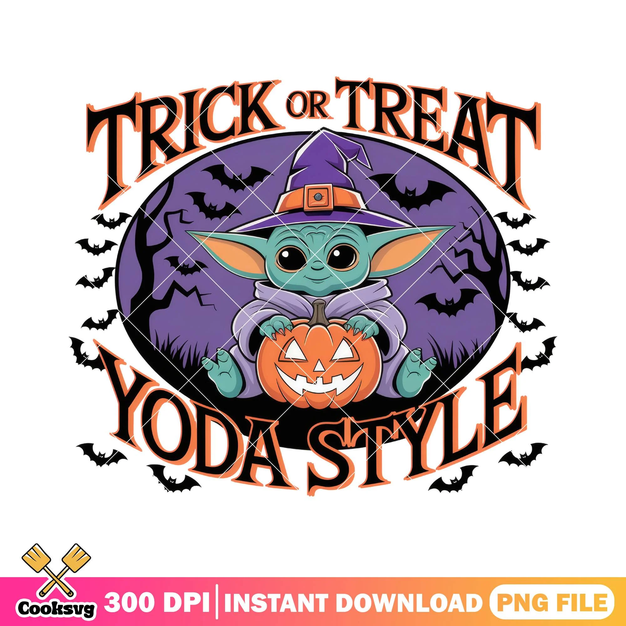 Yoda style trick or treat png, baby yoda png, spirit halloween png