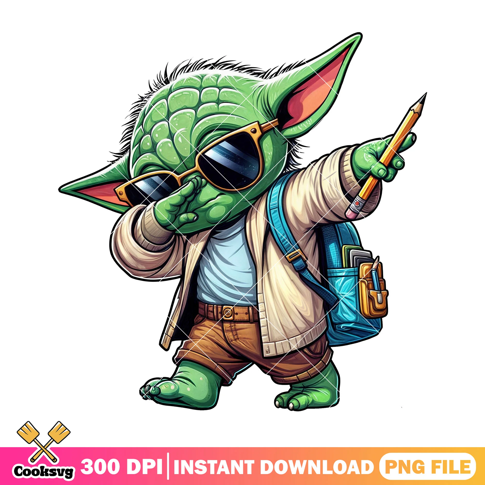 Yoda sunglasses design png, back to school png, star war character png