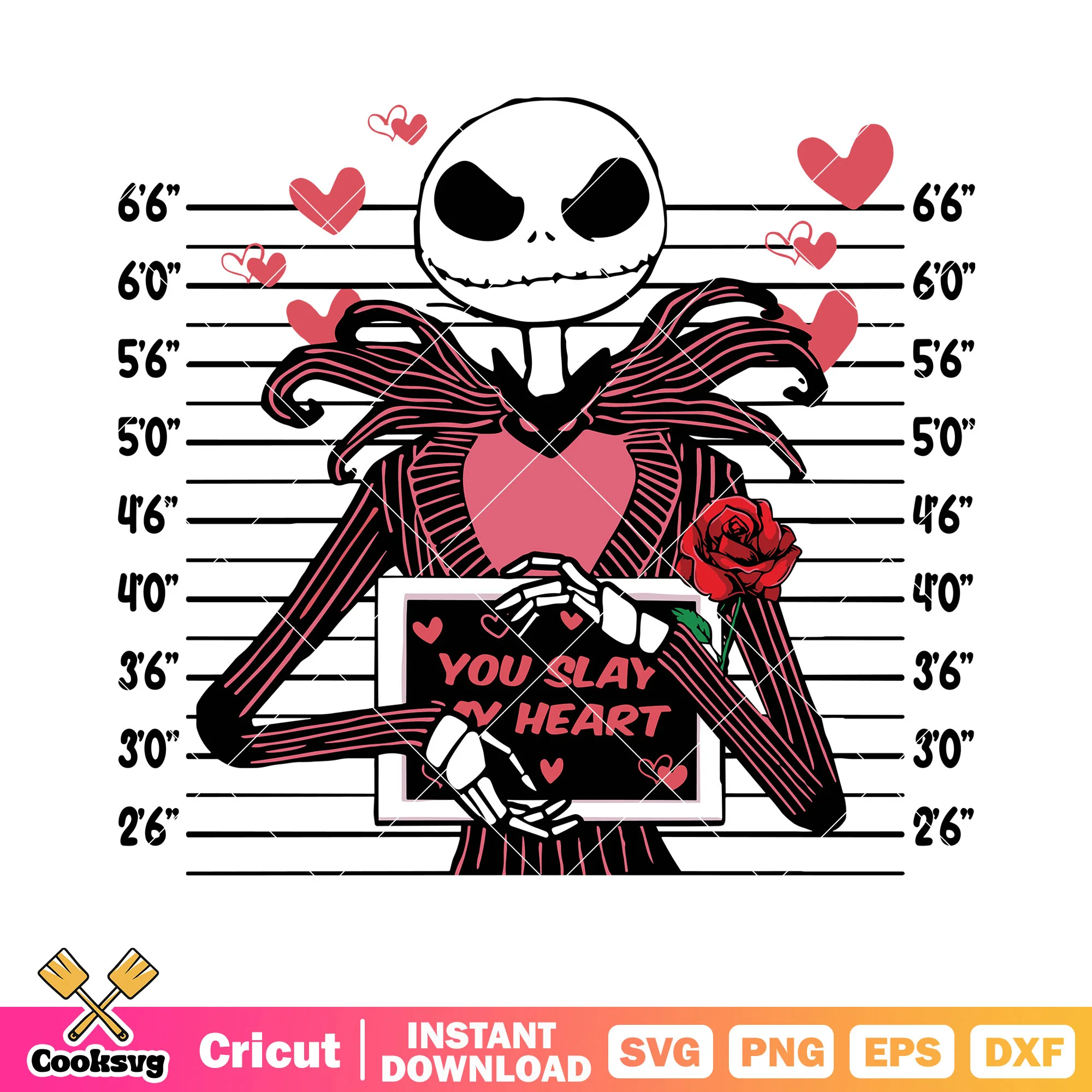 You slay in heart svg, jack skelington svg, mugshot svg