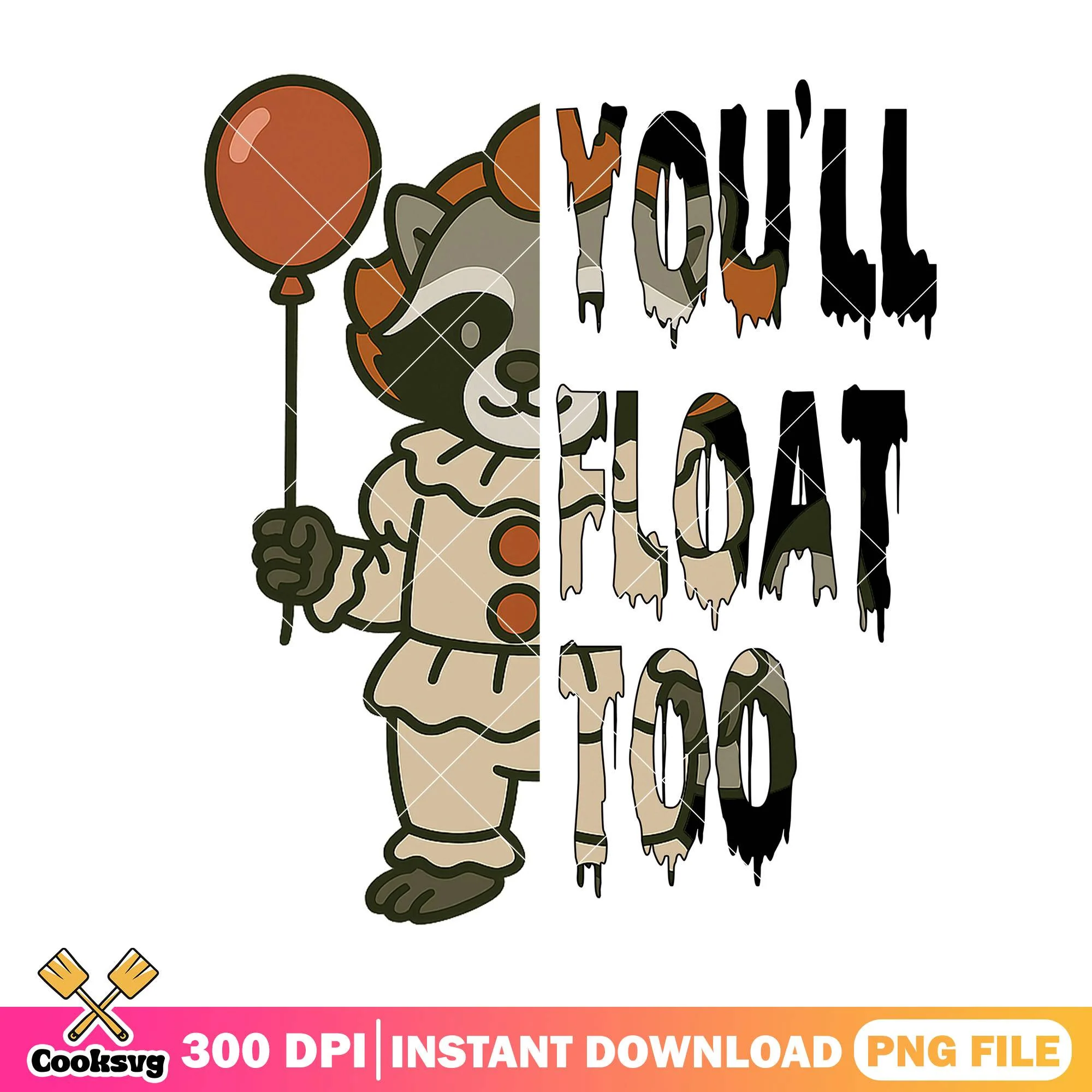 You will float too png, pennywise raccoon png, halloween art png