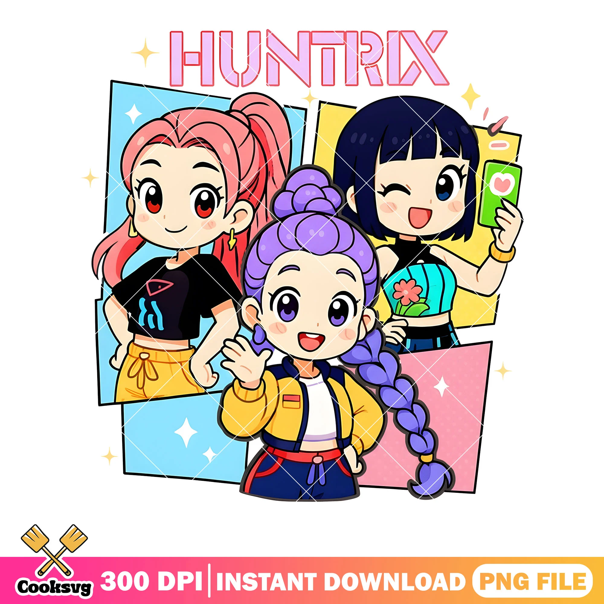 Young girl Huntrix png, huntrix chibi png, huntrix band png