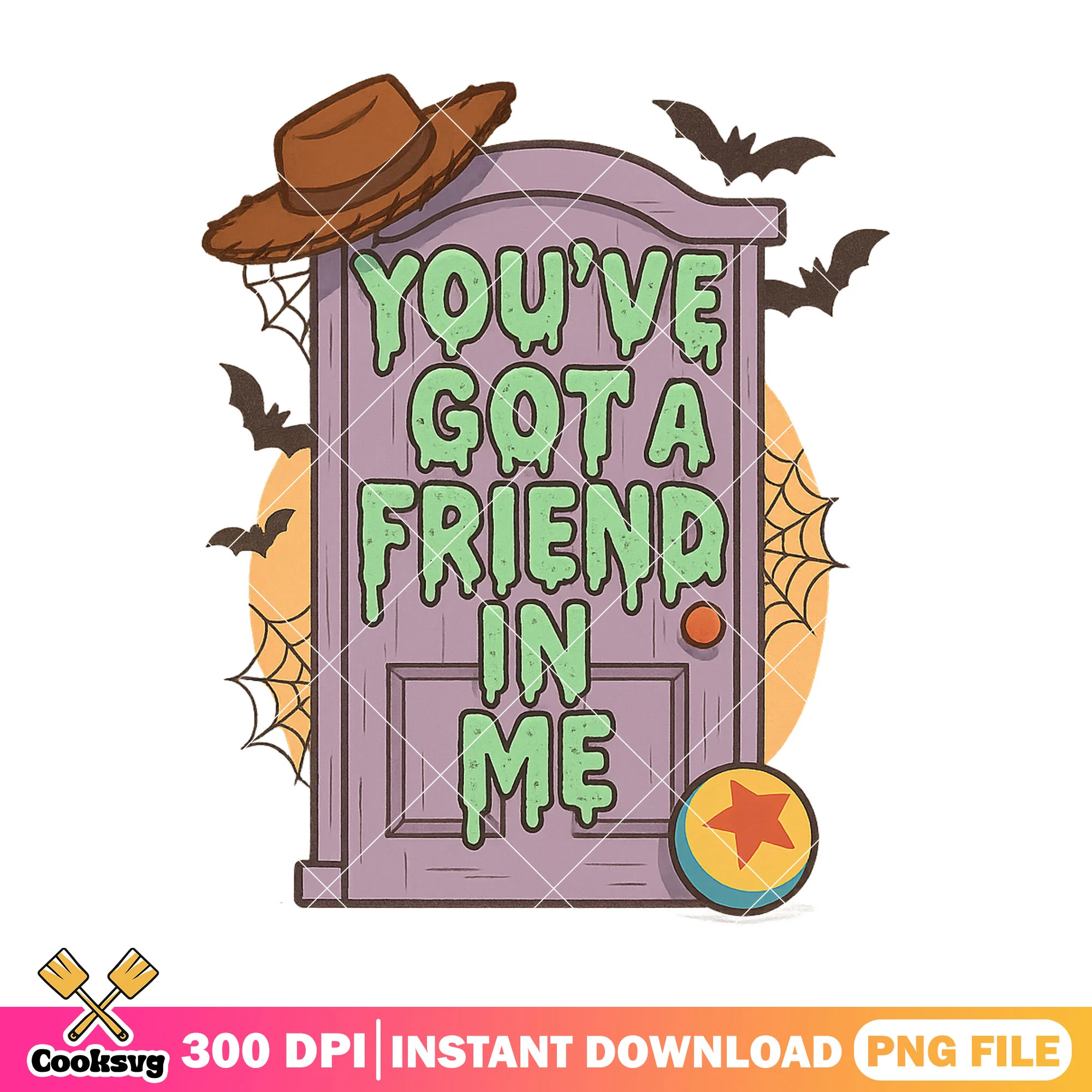 You've got a friend in me png, halloween art png, halloween door png