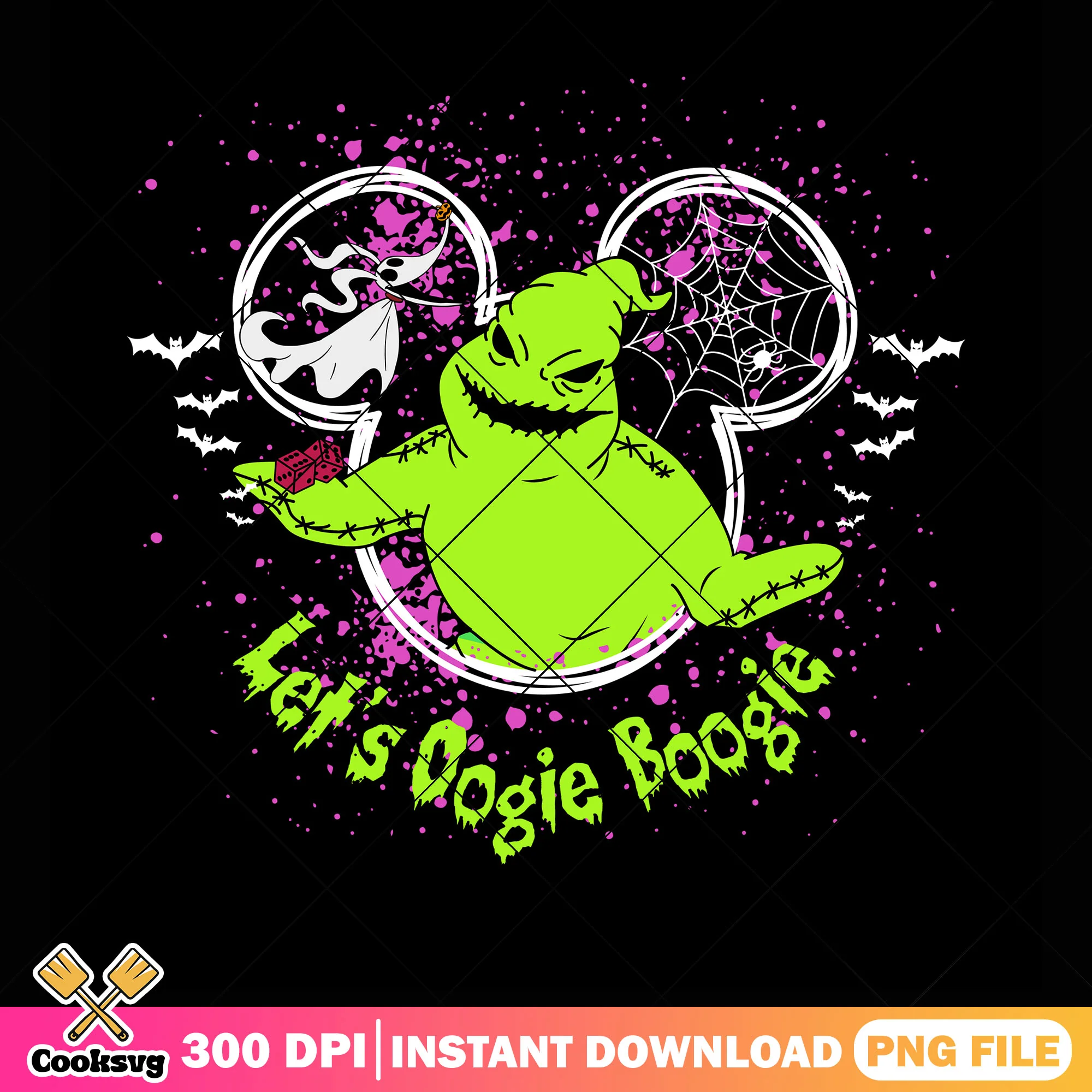 Zero the dog and green monster png, red dice png, halloween scary png