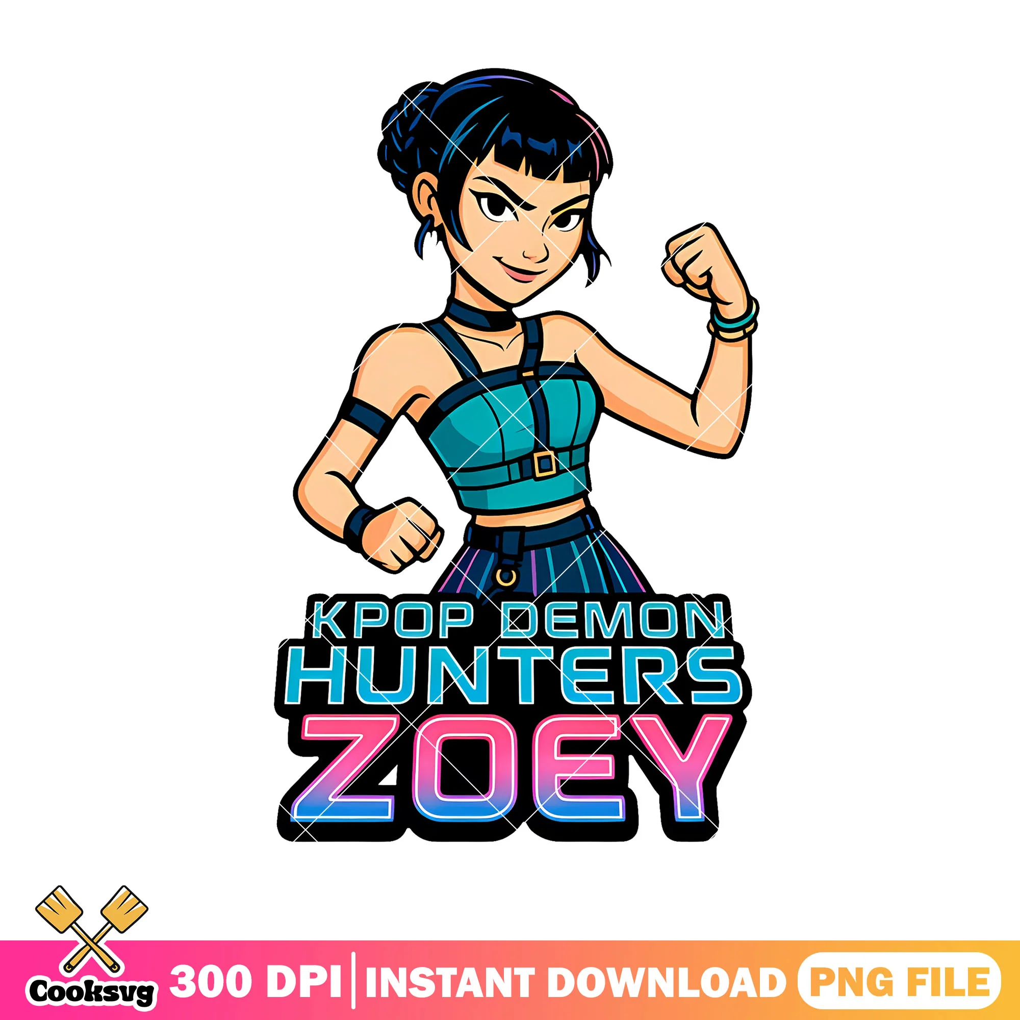 Zoey huntrix girl png, zoey huntrix png, huntrix band png