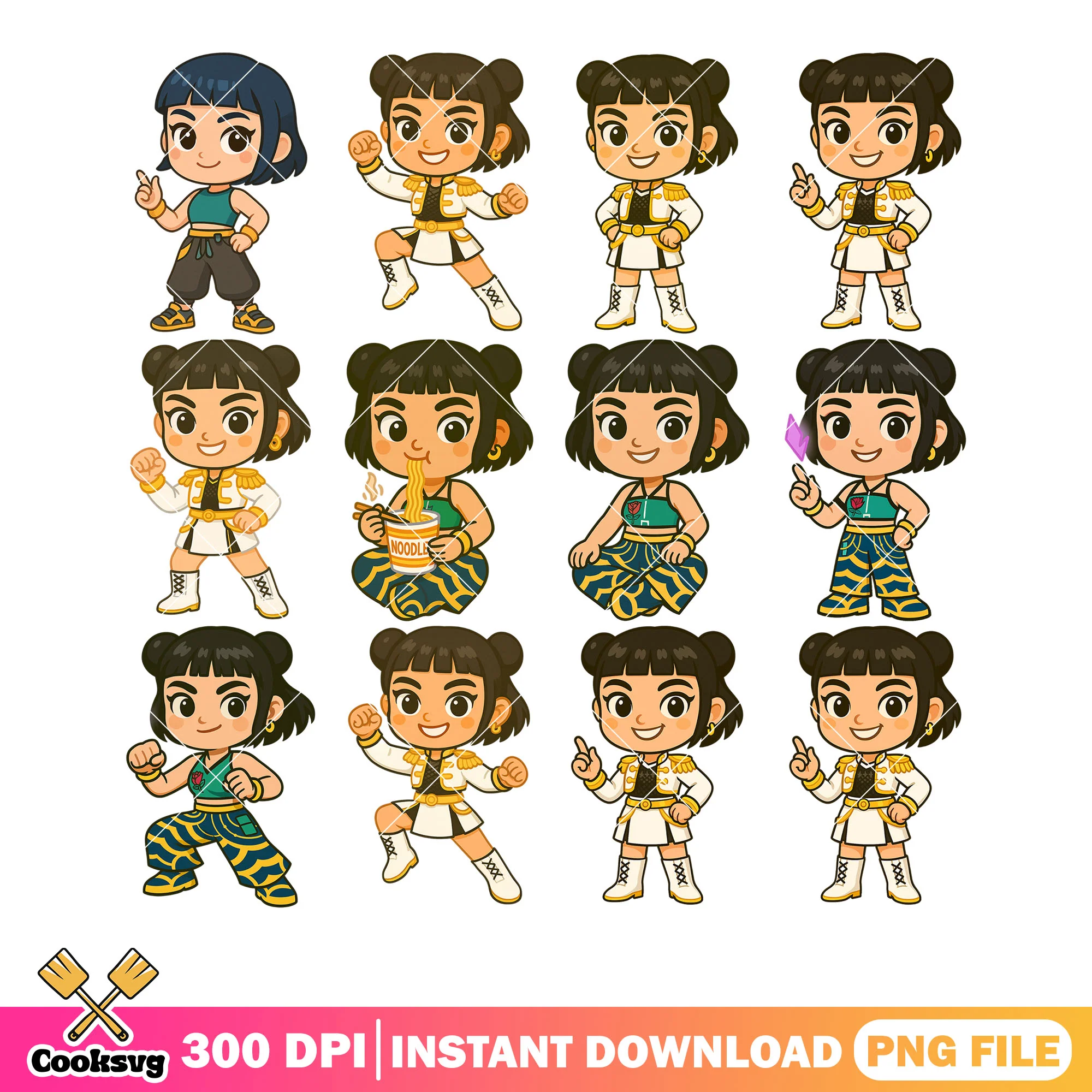 Zoey pose png bundle, zoey huntrix png, kpop demon hunters png