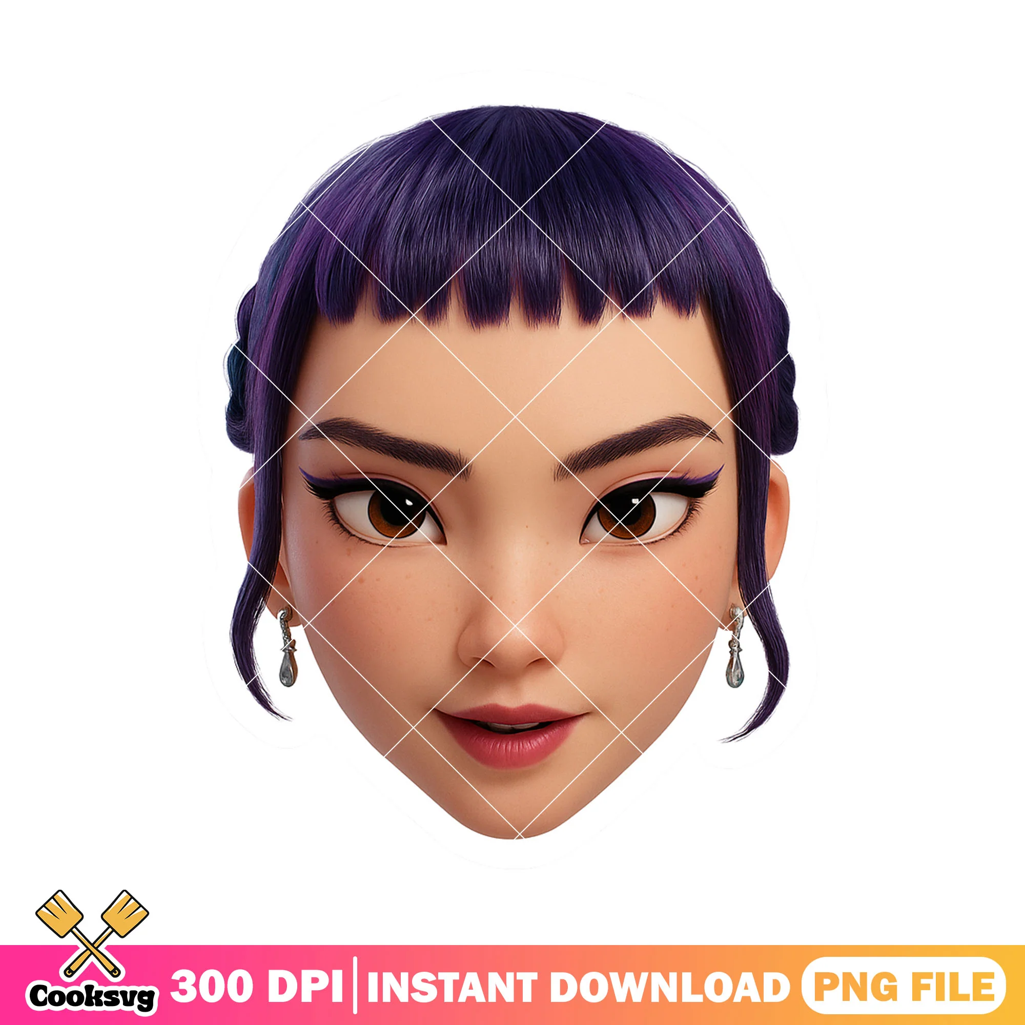 Zoey shinning face png, zoey kpop png, huntrix kpop png