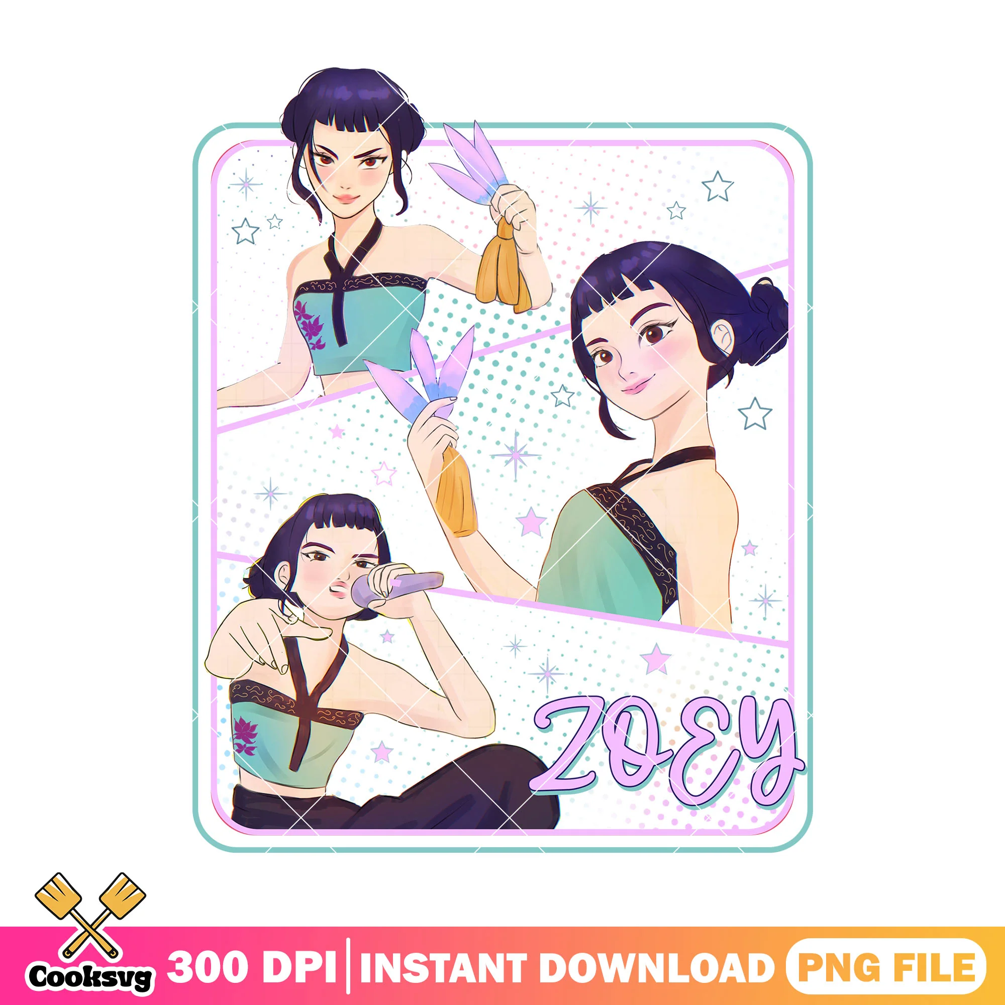 Zoey the vocal png, zoey kpop png, kpop demon hunters png