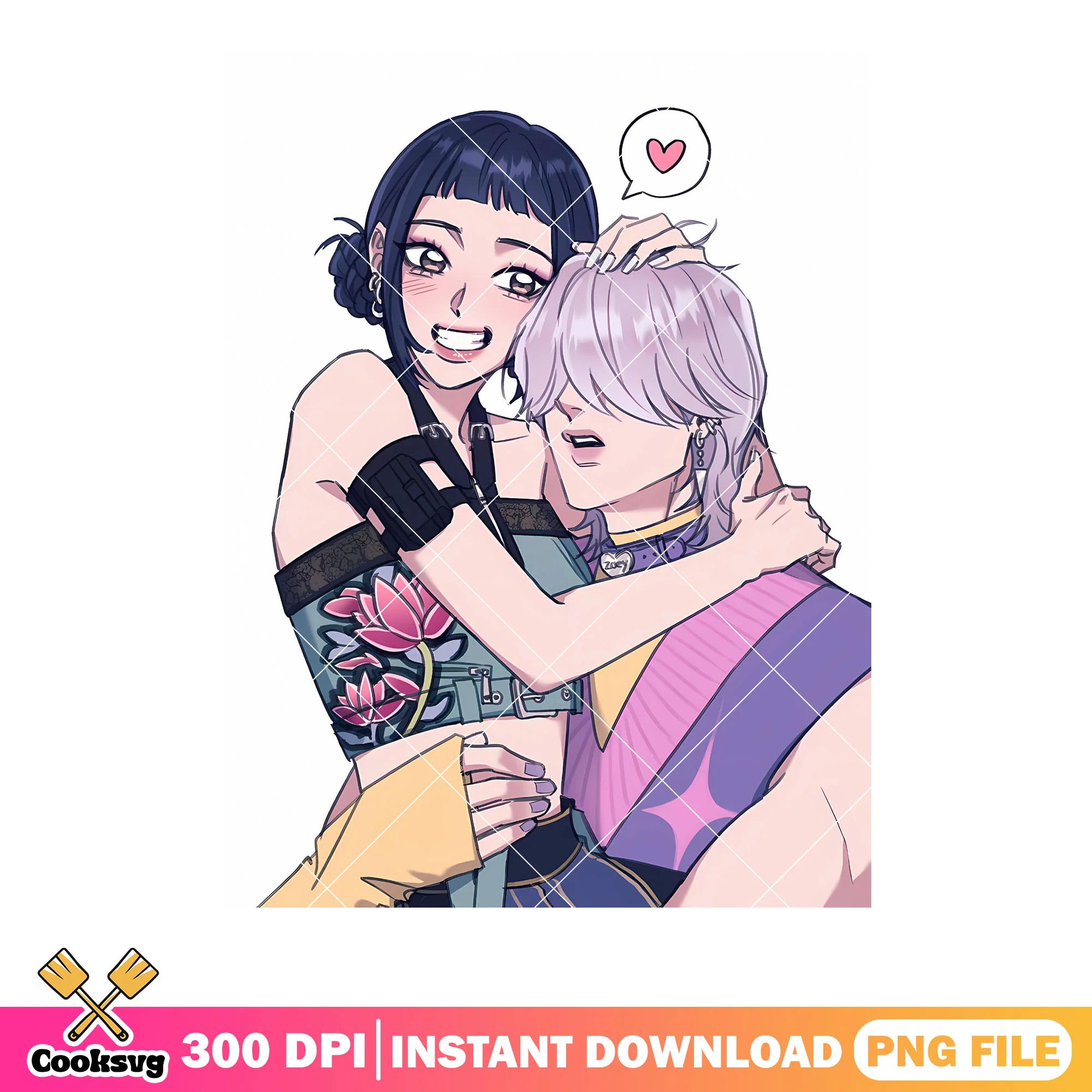 Zoey x mystery couple kpop png, zoey huntrix png, mystery saja png