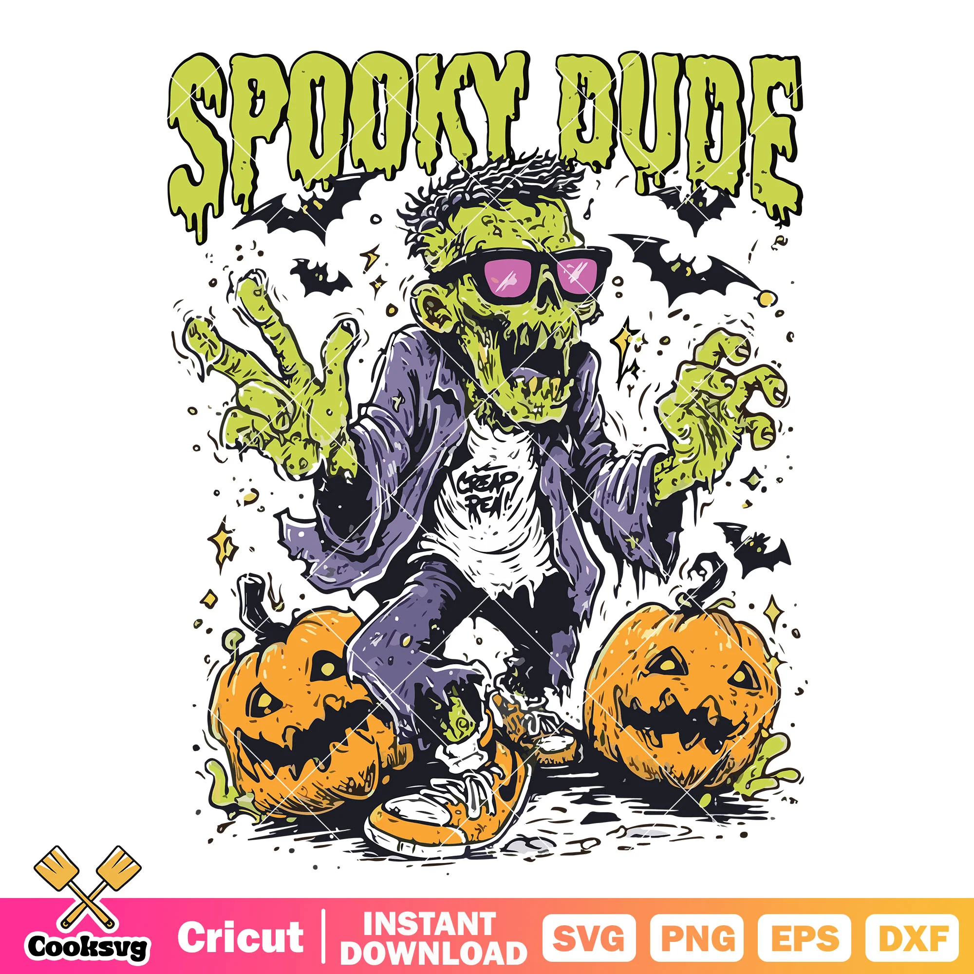 Zombie spooky dude svg, zombie halloween svg, spooky zombie svg